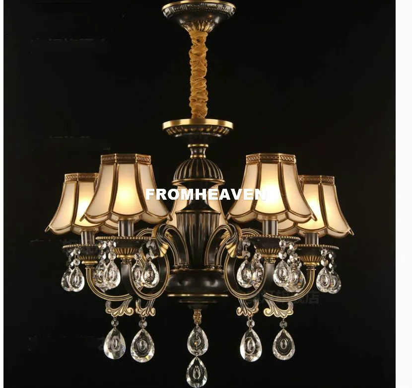 Европейская Современная хрустальная люстра с 5 дужками латунная лампа бронзовой
