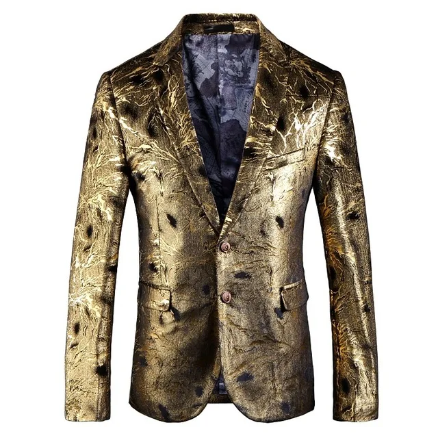 2018 высокое качество золотой Блейзер мужской костюм Veste Homme приталенный Модный