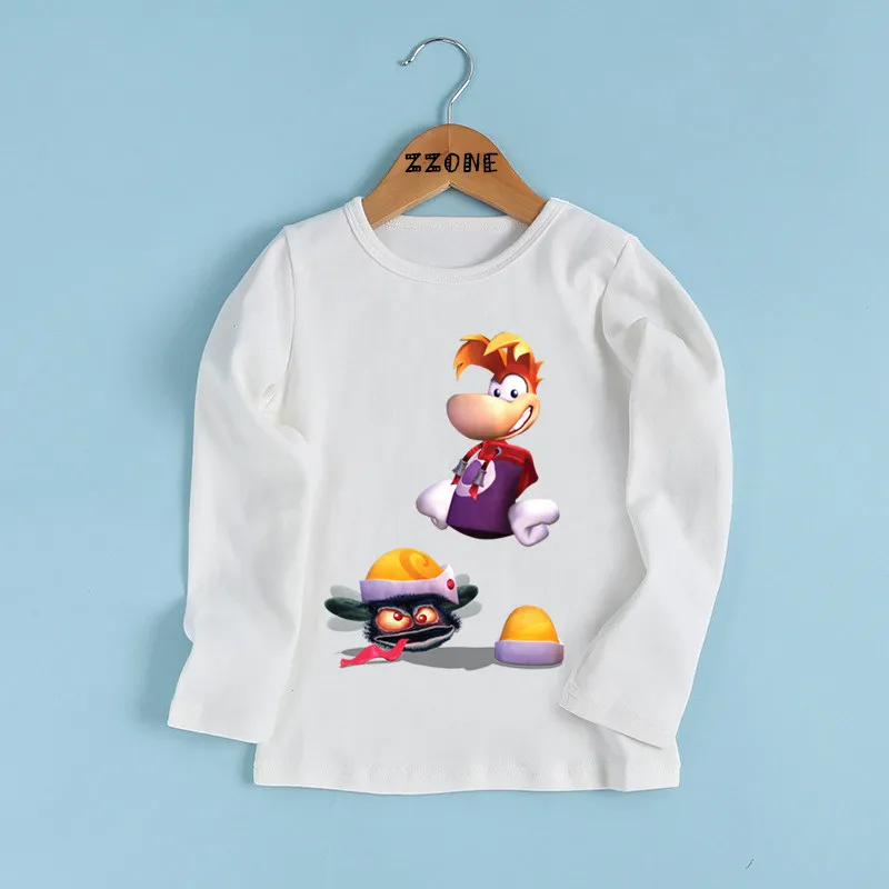 Футболка для мальчиков и девочек с персонажами из мультфильма «Rayman Legends adventures» Детская забавная одежда детская футболка с длинными рукавами LKP5204