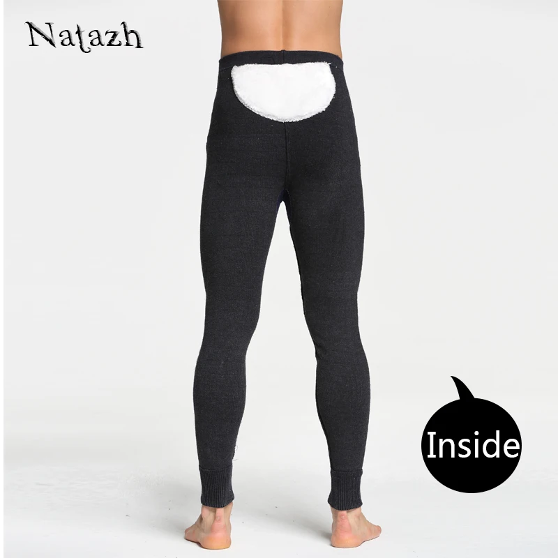 NATAZH mens wool blend Leggings thick male thermal fleece pants underwear men long johns winter plus velvet warm pant 6 style | Мужская