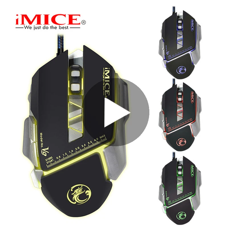 IMice игровая эргономичная USB мышь геймер Проводная с подсветкой провод кабель RGB