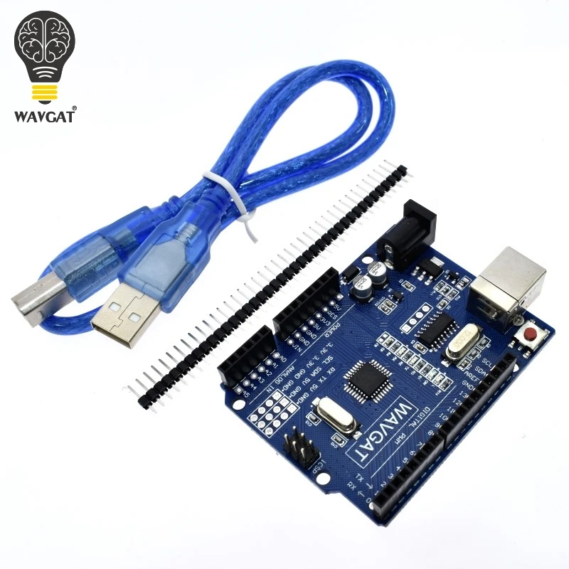 UNO and Cable WAVGAT высокое качество один набор UNO R3(CH340G) MEGA328P для Arduino UNO R3+ USB кабель ATMEGA328P-AU макетная плата - Цвет: UNO and Cable
