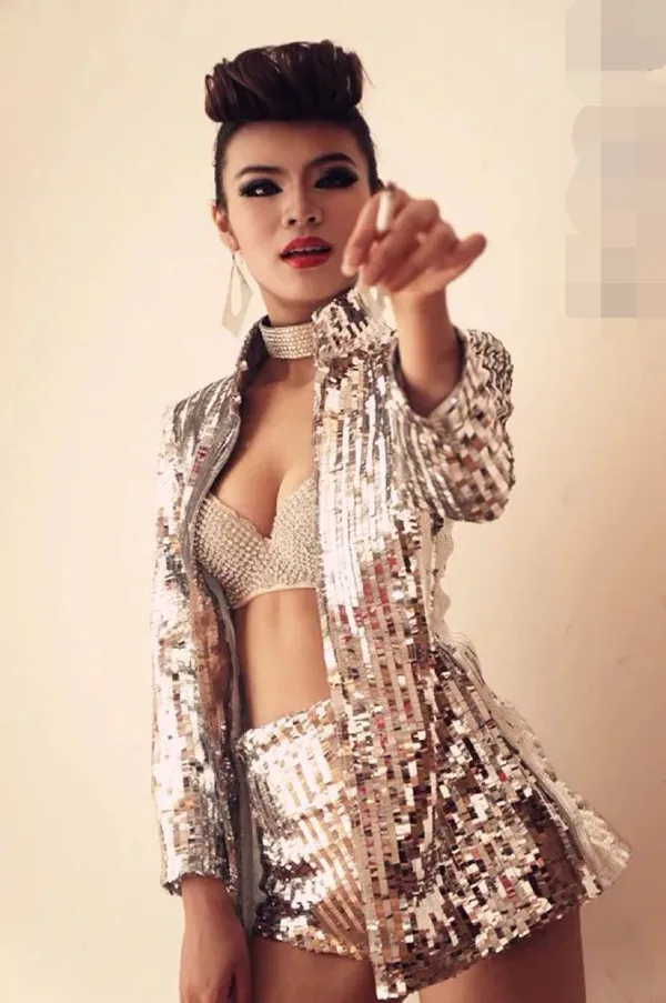Европейская и женская одежда для диджея костюмы с блестками высокий портрет