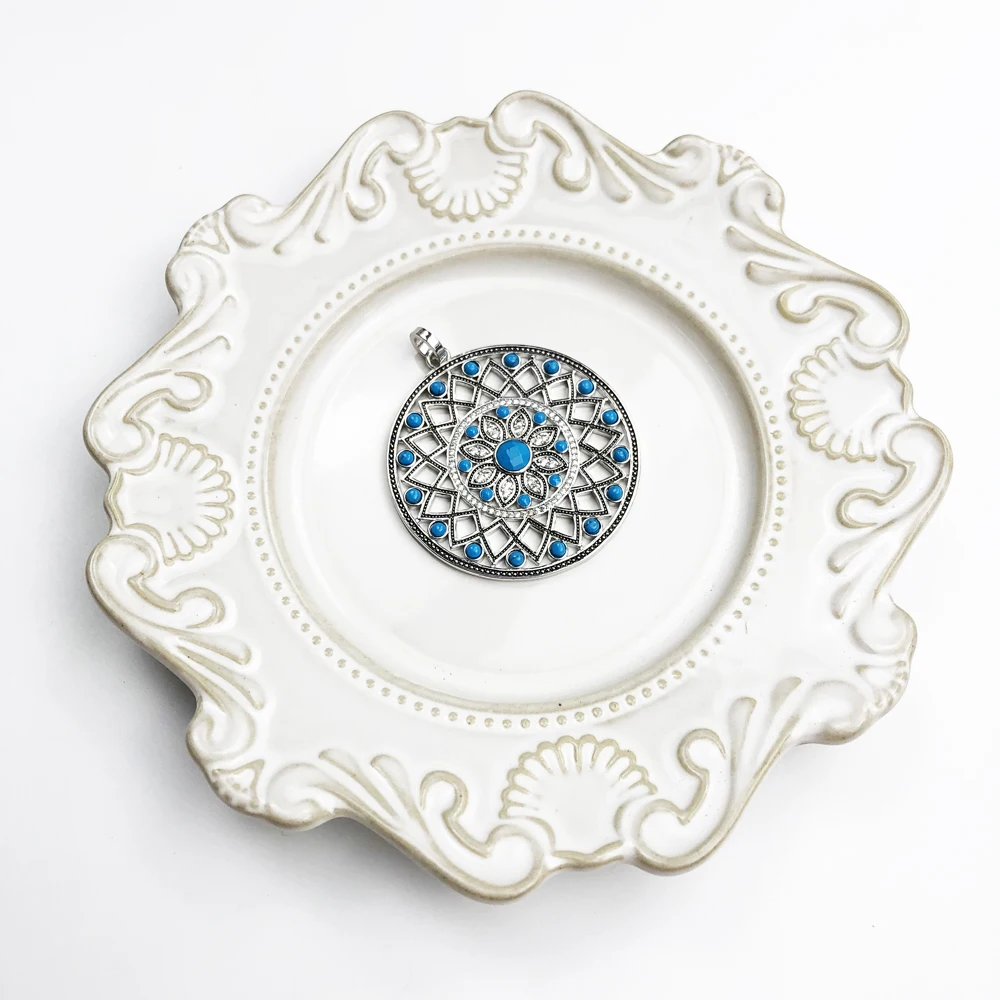 Синий каменный орнамент подвесной Европа Стиль ювелирные изделия стерлингового