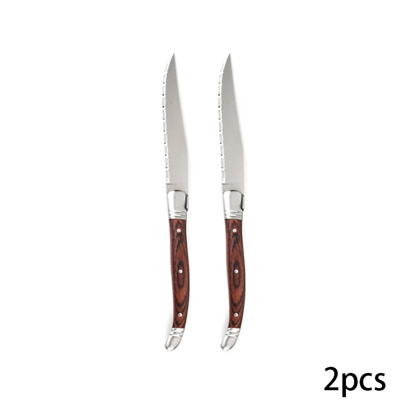 2pcs Стиль Laguiole Нержавеющая сталь ножи для стейка деревянные японские столовый сервиз столовые приборы нож Ресторан Посуда Столовые приборы 2/4/6/10 шт - Цвет: 2pcs