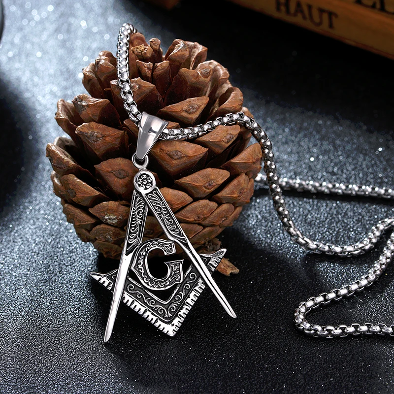 

Titanium Stainless Steel Masonic Free-Mason Freemasonry Pendants Necklaces For Men Jewelry