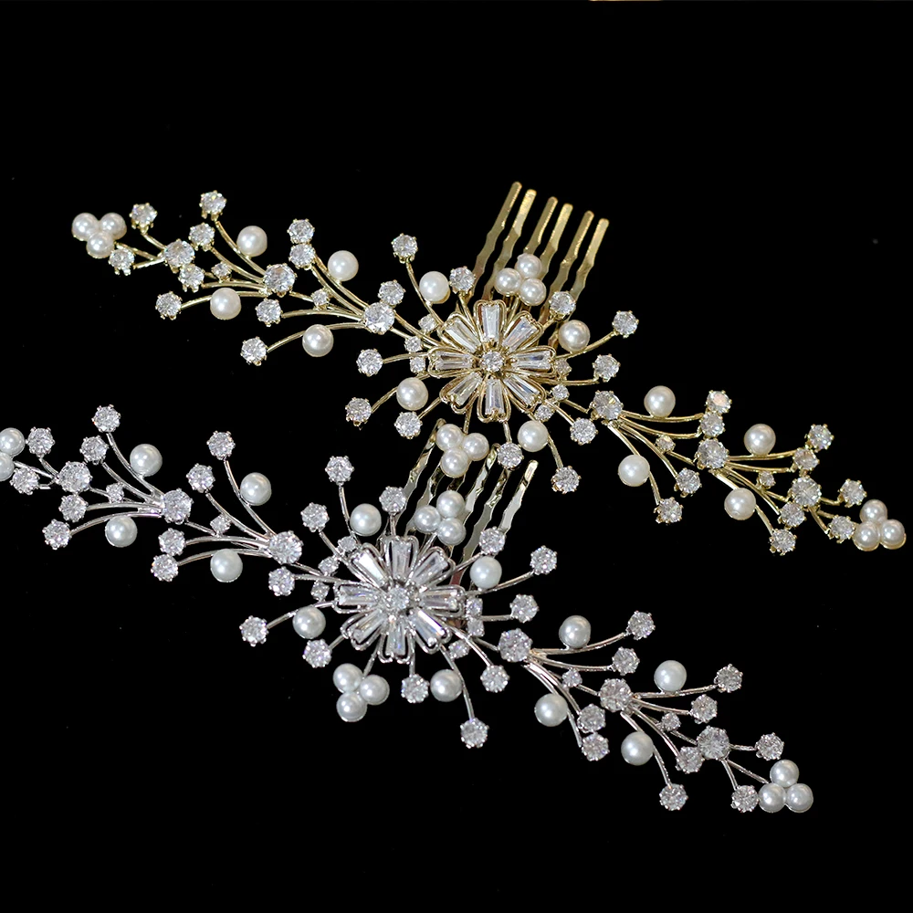 ASNORA Дамский невесты жемчужный гребень Роскошный Золотой металлический заколка