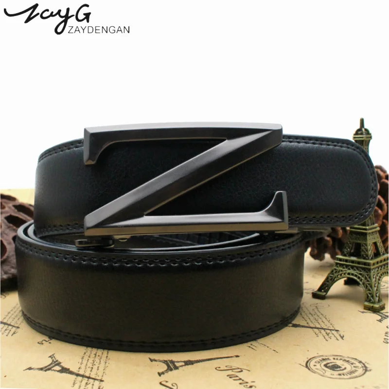 

ZAYG Men High Quality Belt Men's Design Luxury Exquisite Letter Z-type Automatic Buckle Belt Fashion Retro Alloy Buckle Belt