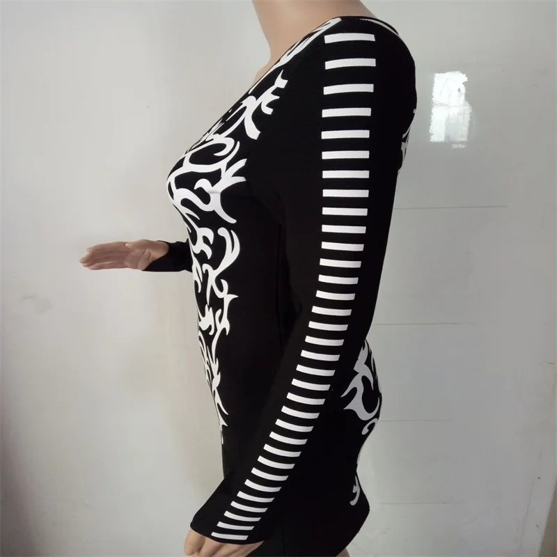 2016 новое поступление осенние модные сексуальный черный белый Bodycon с круглым