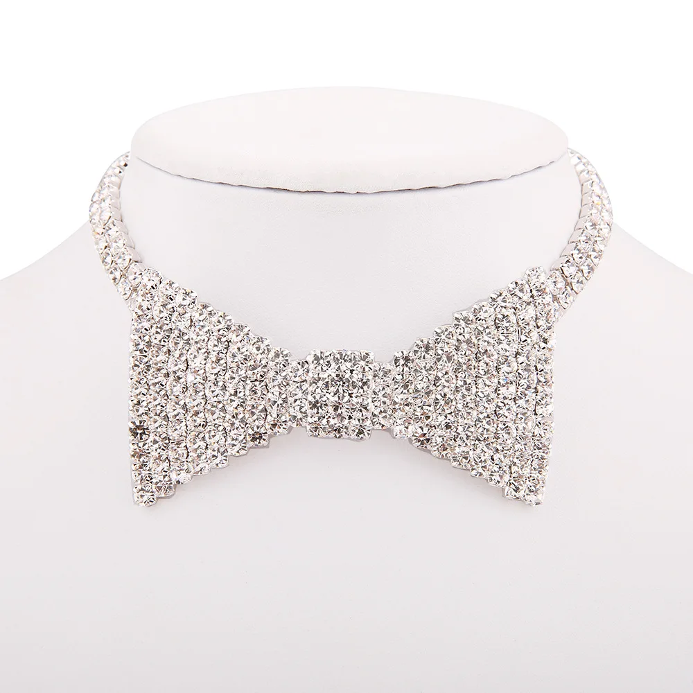 2018 горный хрусталь чокер цинковый сплав с железной цепочкой бант украшения на