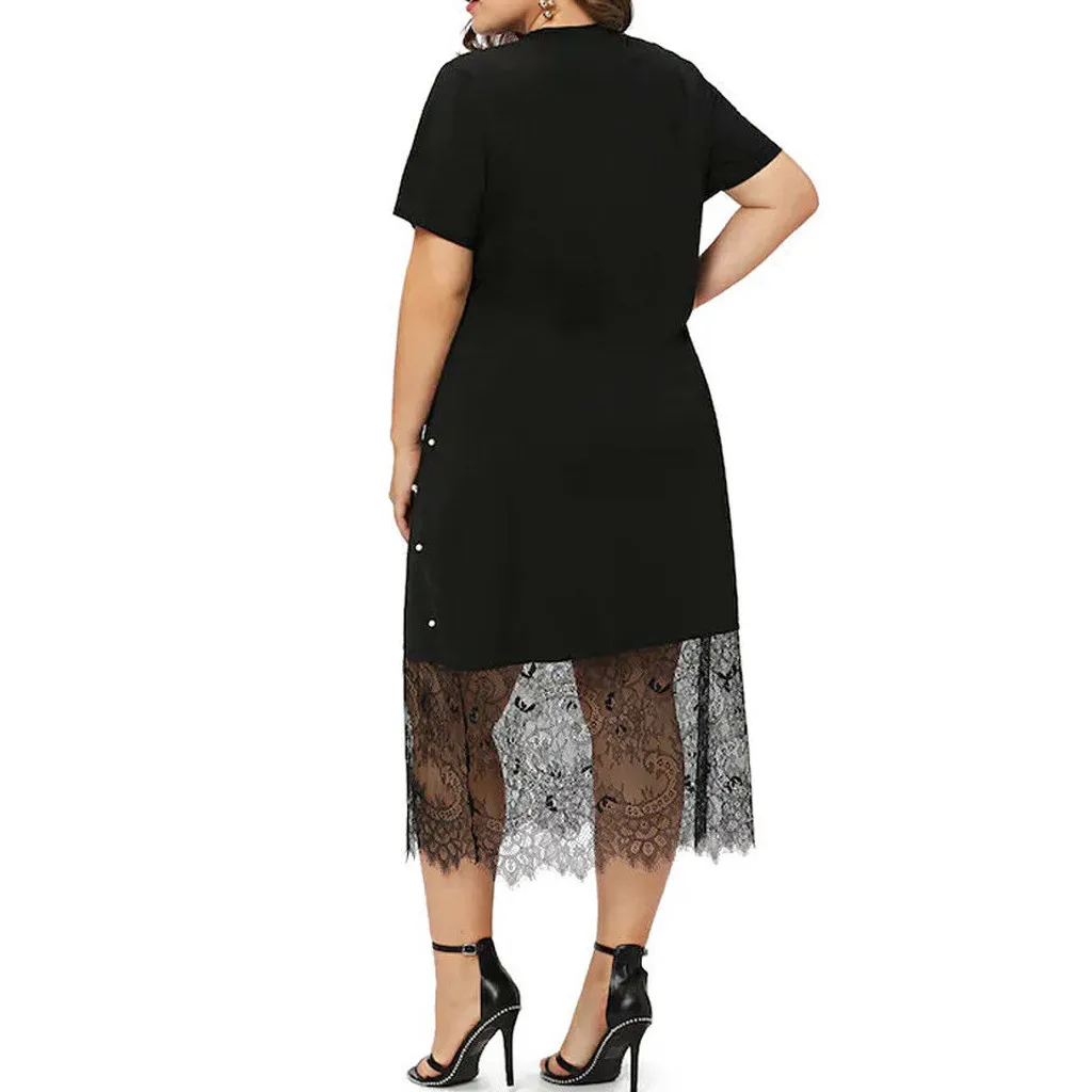 Женский Шифоновый Сарафан с круглым вырезом повседневное кружевное платье в