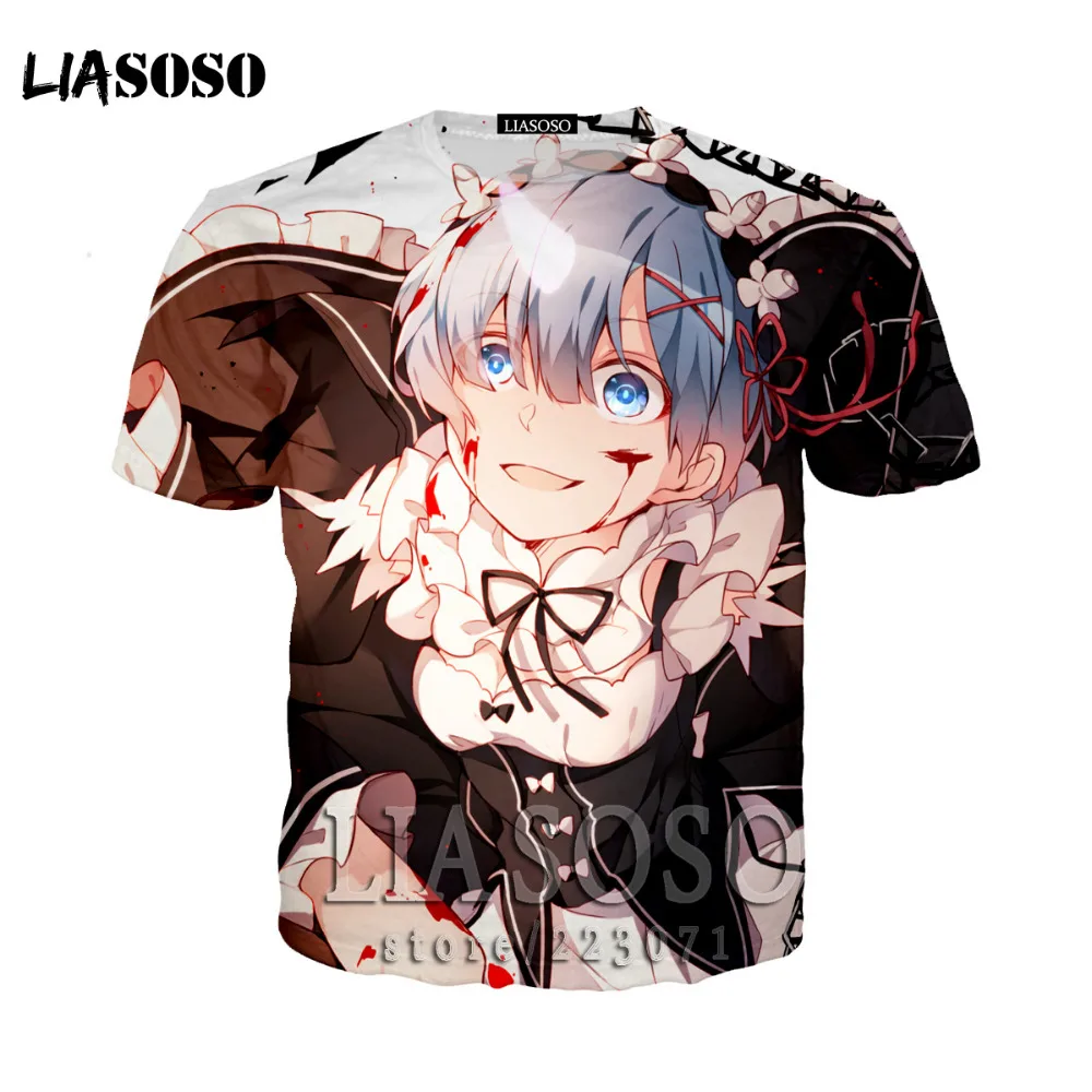 Re:Zero Starting Life in Another World T-shirt Anime Emilia Rem Cosplay T Shirt Cartoon Student Tops Tee 3D printing Tshirt ze08 | Мужская