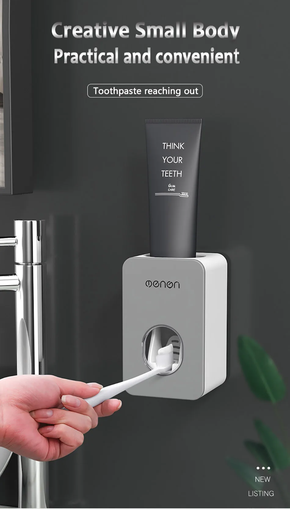 GUNOT Automatic Toothpaste Dispenser Wall Mounted Stand Home Dust-proof Toothpaste Lazy Dispenser Bathroom Accessories Set