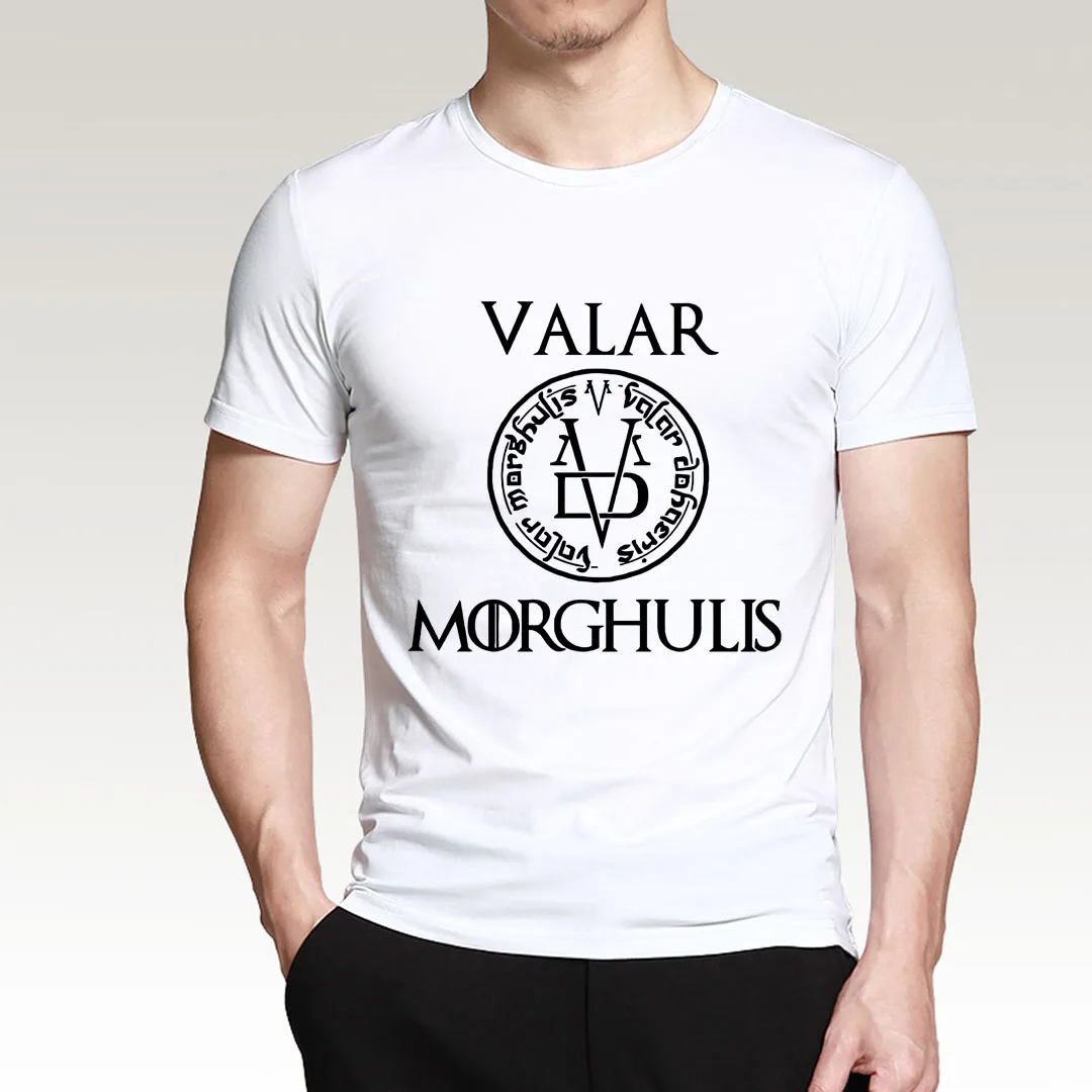 Летняя мужская футболка Valar Morghulis, все мужские футболки с надписью "Игра престолов", повседневные мужские футболки из хлопка
