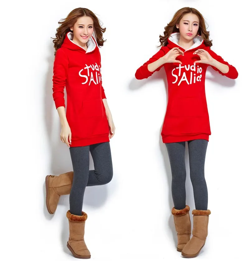 2015 новый печать свободного покроя женщин толстовки кофты руно бархат теплой зимы