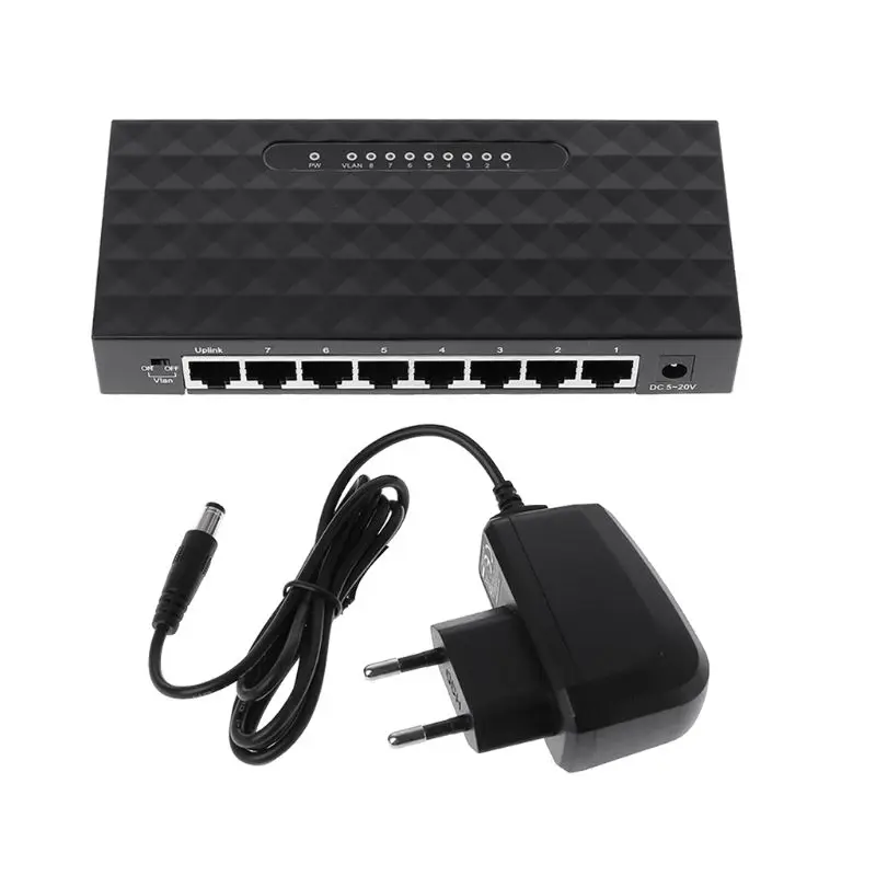 

8-портовый 10/100/1000 Мбит/с гигабитный LAN Ethernet сетевой коммутатор концентратор настольный адаптер