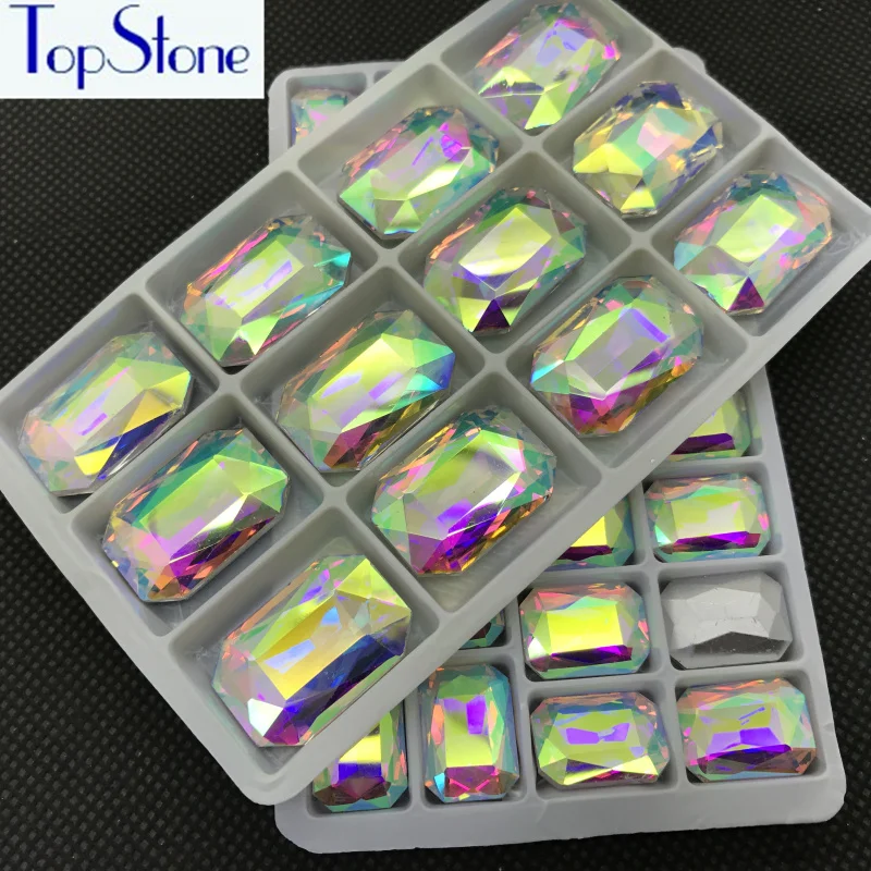 Кристально чистые AB стеклянные хрустальные Прямоугольные Каменные заостренные