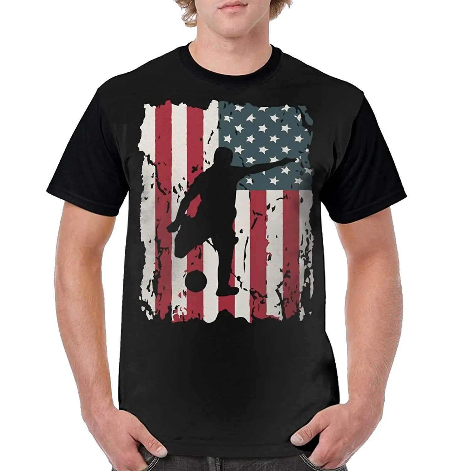 Mens Short-Sleeve Crew-Neck футболки игрока-американский флаг майки | Футболки