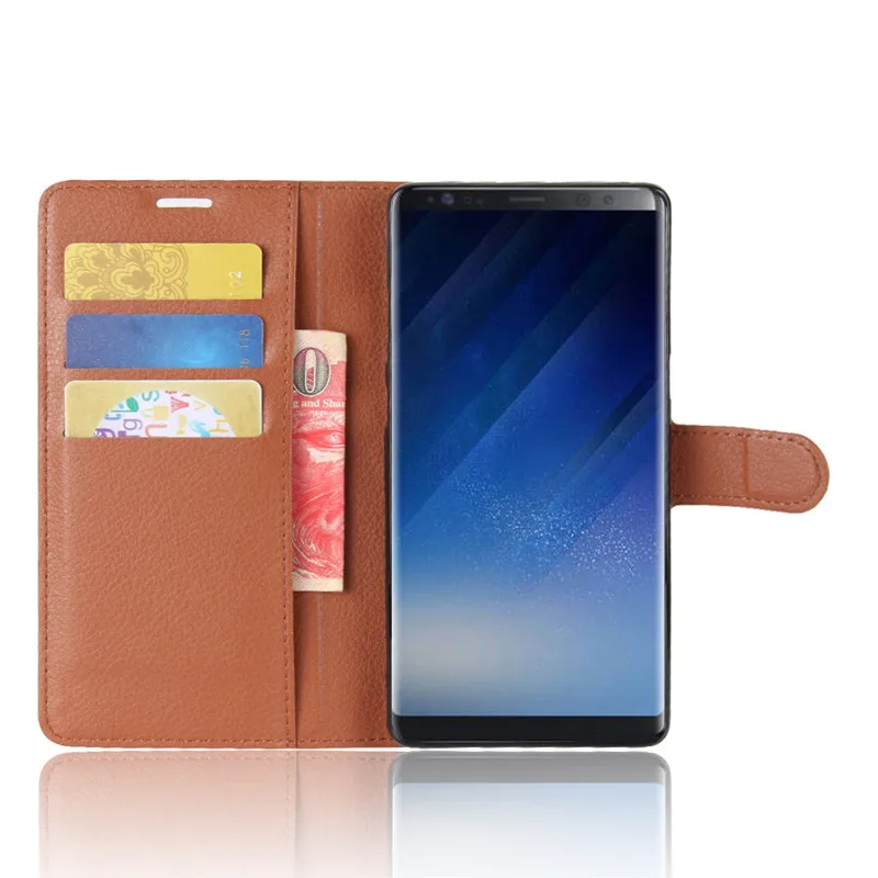 Роскошный кожаный чехол-книжка для samsung Galaxy Note 8 SM-N950F с подставкой и карманами для карт, чехлы для телефонов
