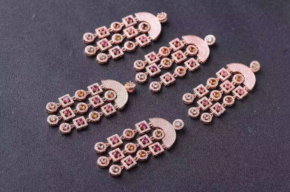 Женский кулон из серебра 925 пробы с разноцветным турмалином | Украшения и