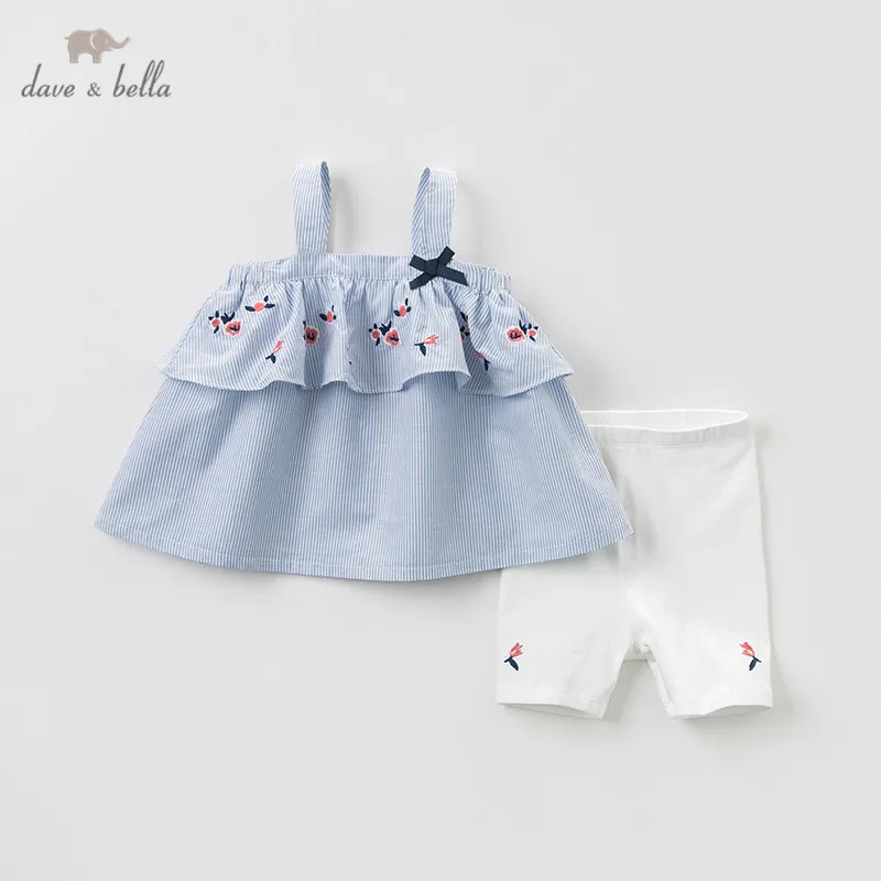 Dave bella/DBM10337 комплекты летней одежды для маленьких девочек милые цветочные