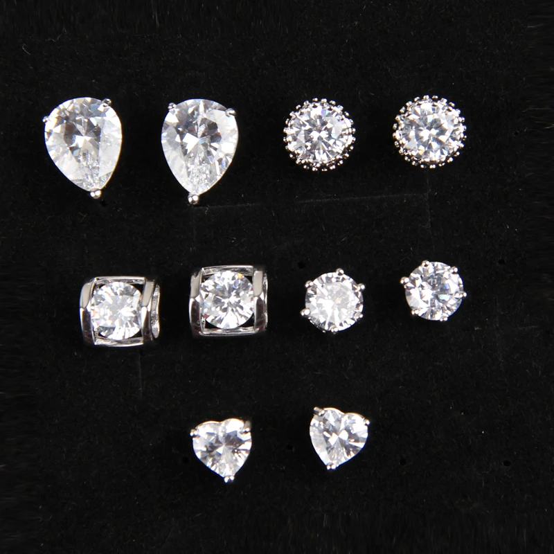 Серьги гвоздики женские с кристаллами 5 парт/компл.|stud earrings|crystal earringsearring studs earrings |