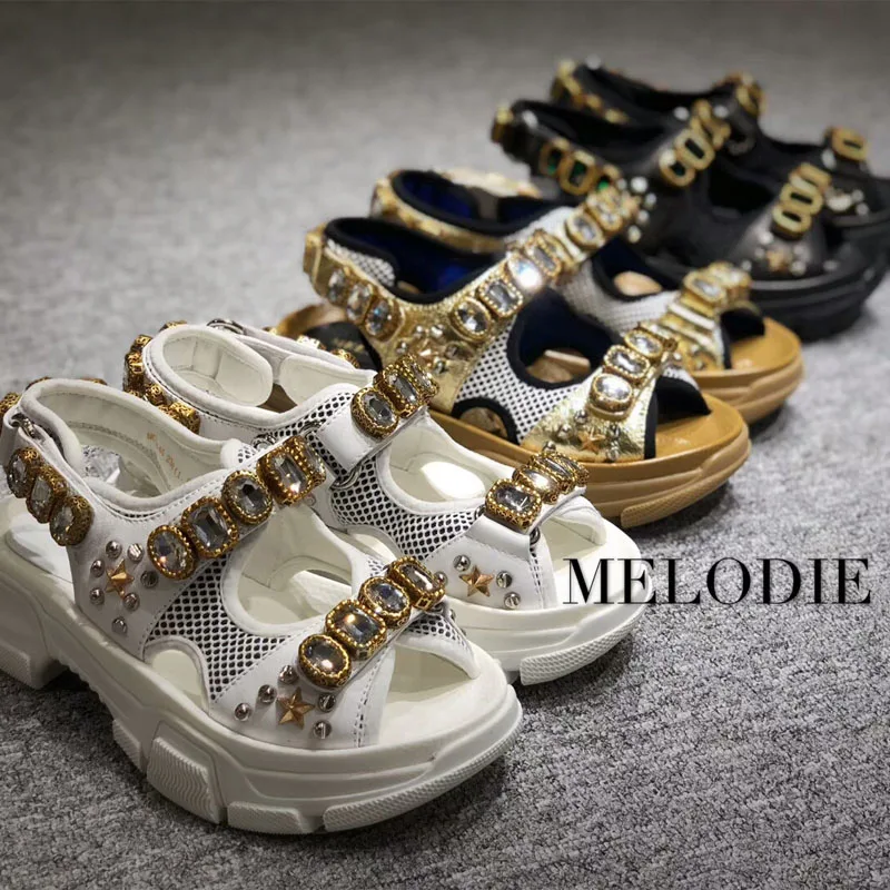 MELODIE/2019 г. Новые Летние Стильные туфли из натуральной кожи на платформе с