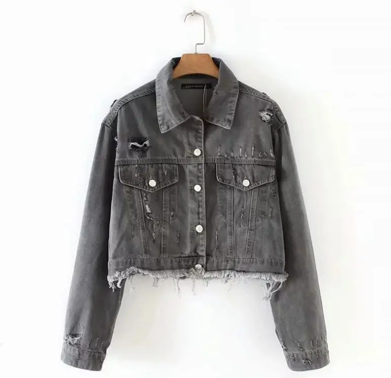 

HCBLESS 2019 Denim Jackets Women inverted pocket denim jacket short jacket Denim Loose Spring Autumn Denim Coat Jean