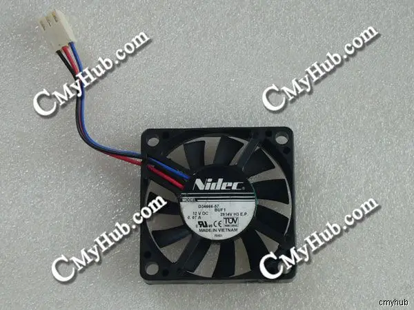 Подлинный для Nidec D34666 57 BUF1 DC12V 0.07A 50x50x10 мм 3Pin 3 провода Вентилятор охлаждения|cooling