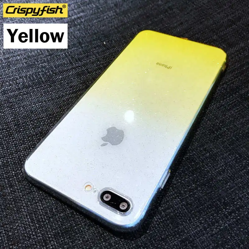 Yellow Блестящий Прозрачный Мягкий ТПУ силиконовый чехол-накладка для iPhone 7 8 Plus простые Чехлы для 6 6s X XR XS MAX 11 Pro Max - Цвет: Yellow