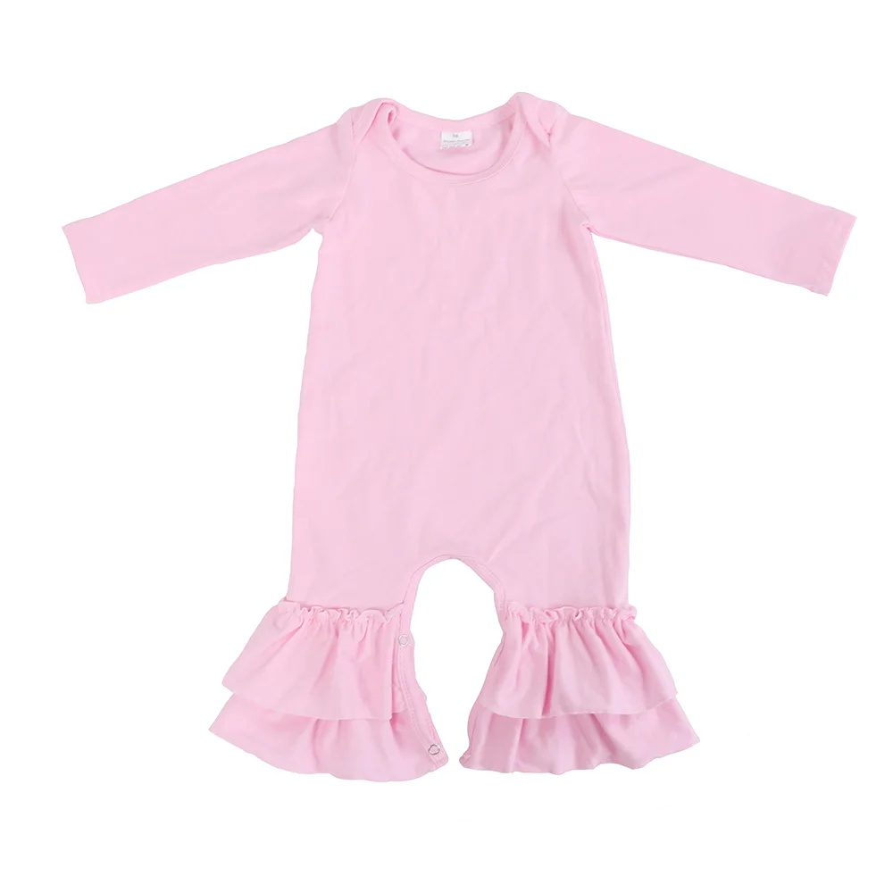 Kaiya Angel Baby Girl Winter Clothing Light Pink Baby Romper Long Sleeve Fall Christmas Baby Clothes Wholesale Rompers 0-24M