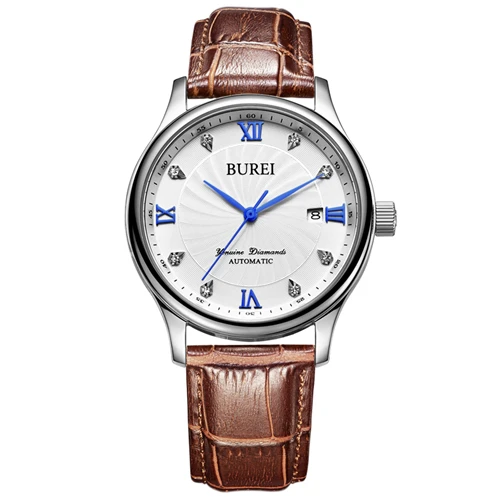 LSilverWhite Montre Homme BUREI часы люксовый бренд мужские водонепроницаемые механические Автоматические наручные часы мужские часов Relogio Masculino - Цвет: LSilverWhite