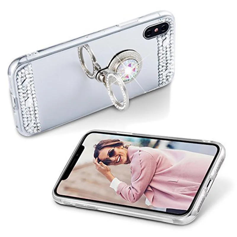 Чехлы для телефонов iPhone 11 Pro Max мягкий зеркальный чехол с блестящим алмазным