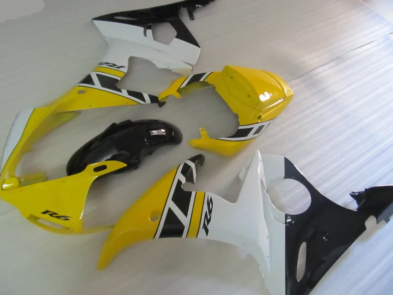 Набор обтекателей для мотоцикла YAMAHA YZFR6 03 04 05 YZF R6 YZF600 2003 2004 2005 ABS Желтый Белый