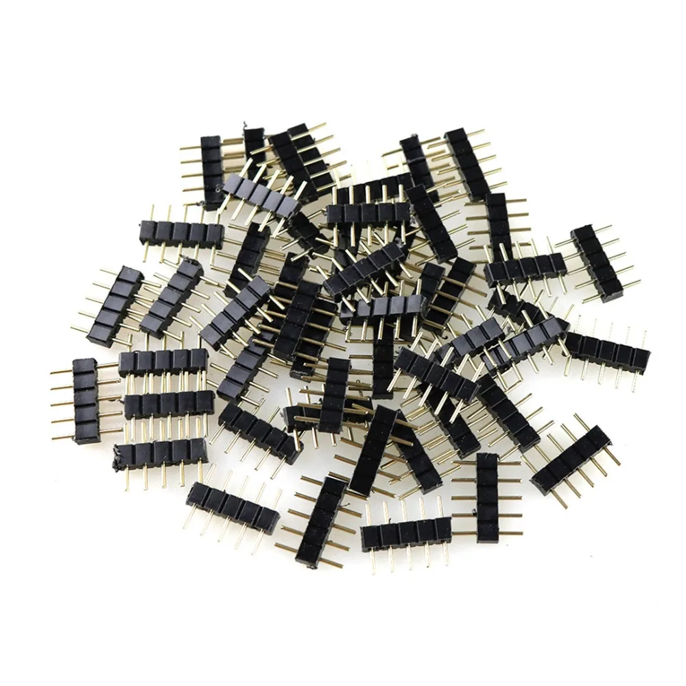 10 шт./лот разъем адаптера штыревой иглой мужской тип двойной 4Pin RGB/5Pin RGBW для 3528 5050 SMD светодиодные ленты светильник JQ