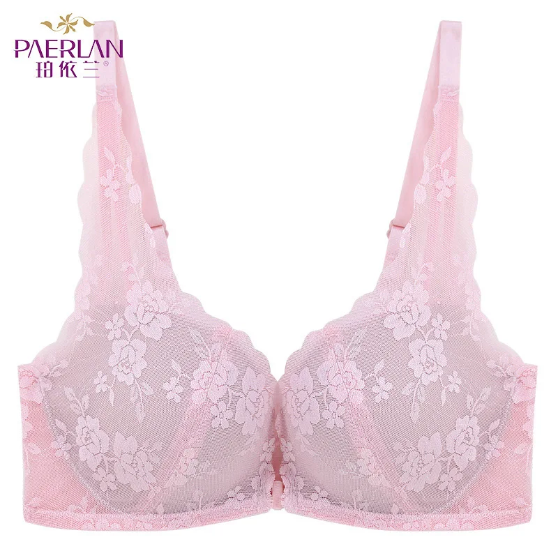 Pink PAERLAN, кружевной бюстгальтер пуш-ап, с небольшой грудью, с пряжкой спереди, без стального бюстгальтера, новинка, красота, сзади, сексуальное нижнее белье, женский бюстгальтер - Цвет: Pink