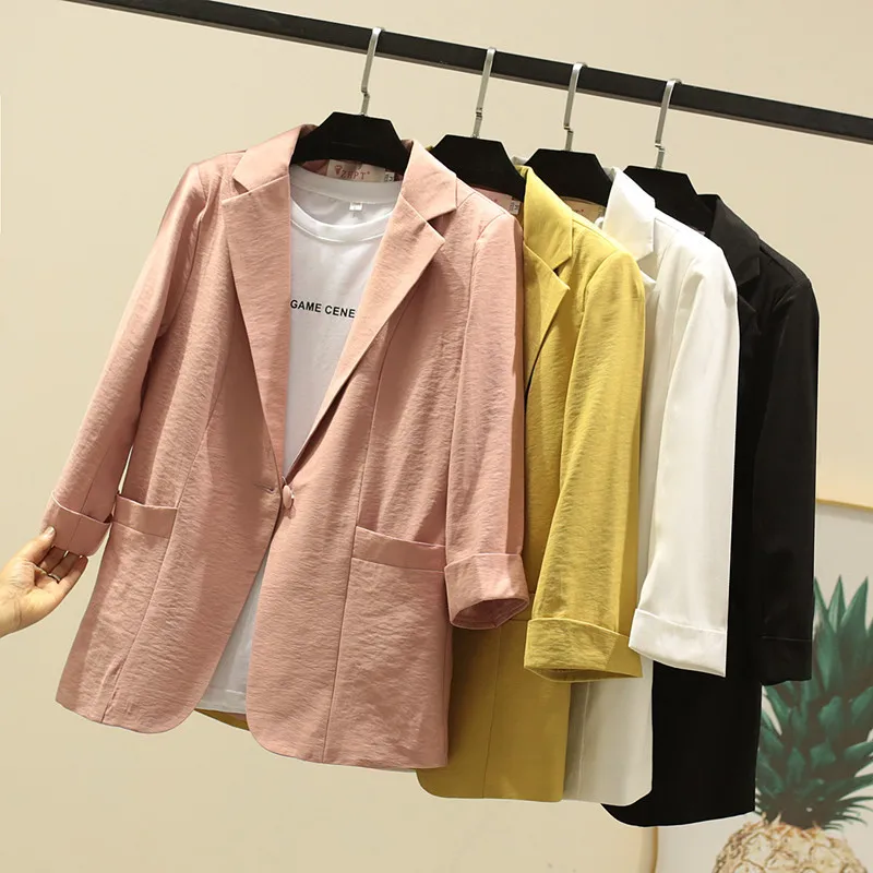 

Women Thin Blazers and Jackets Casual Autumn Notched Outwear Female Coat Office Lady Work Elegant Outfit 2019 Windbreaker XL