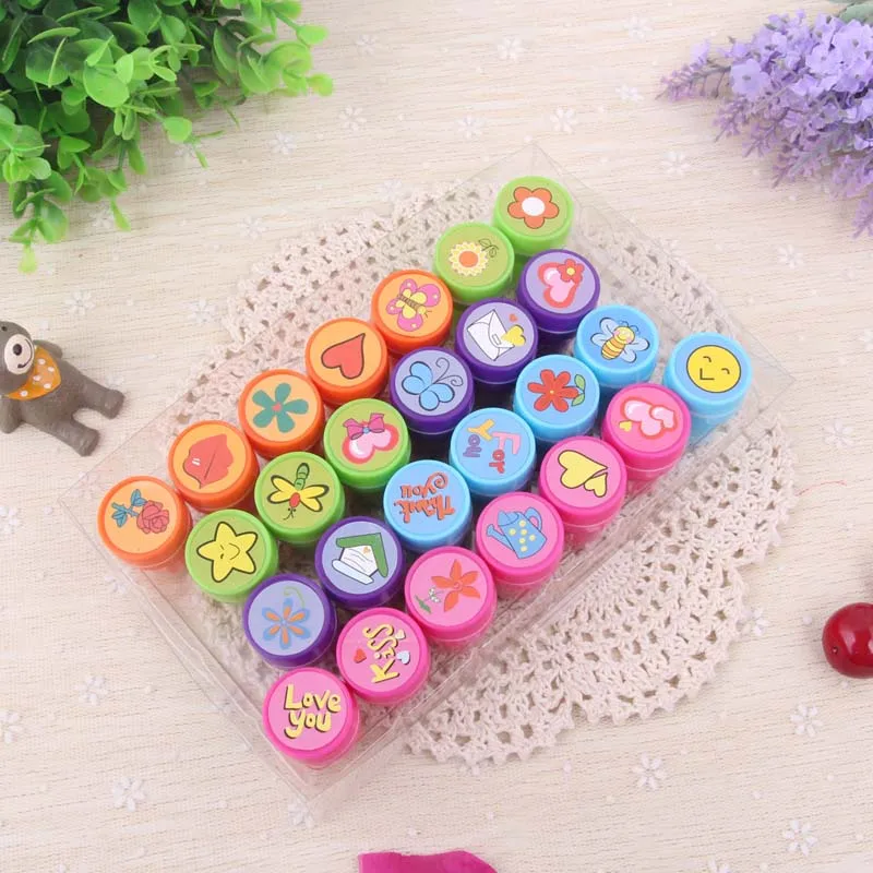 26Pcs Flower Garden 26 шт./компл. для детей с мультипликационным принтом, с изображением букв алфавита, печатей для детей на заказ Пластик резиновые самостоятельной Печати На чернилах игрушки - Цвет: 26Pcs Flower Garden