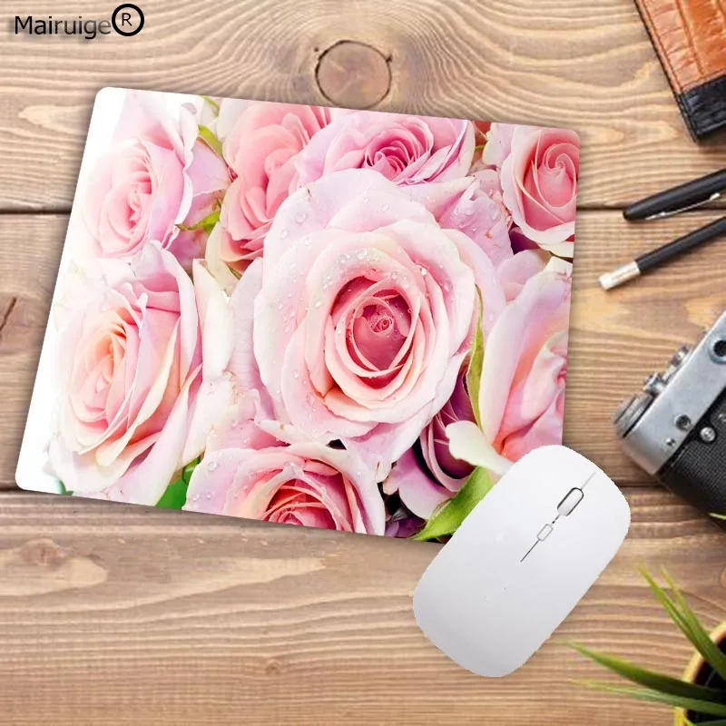 NO Lock Edge 25X20CM Mairuige розовый цветок индивидуальные поддержка коврики для мышки ноутбук коврик для мышки в стиле аниме размер для 180x220x2 мм с белым замком края мат - Цвет: NO Lock Edge 25X20CM