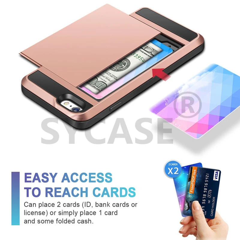 SYCASE For Samsung Note 9 8 5 4 3 Hybrid Case Slide Card Slot Holder Soft Silicone Hard Plastic Armor Back Cover case |