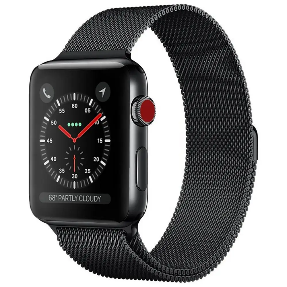 Black Ремешок для Apple Watch 38 мм 40 мм 42 мм 44 мм, Миланская Петля из нержавеющей стали, сетчатый Спортивный Браслет, магнитная застежка для iWatch серии 1/2/3/4 - Цвет ремешка: Black