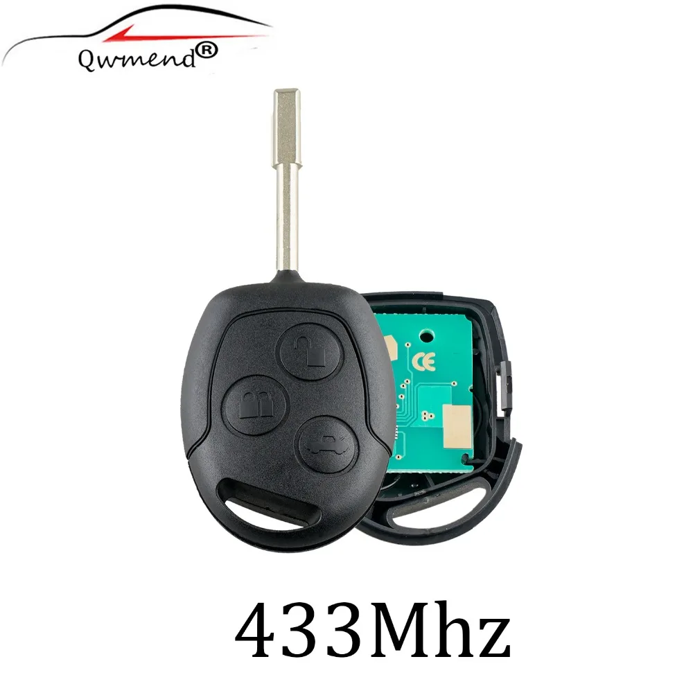 433 МГц 3 кнопки полный дистанционный брелок для Ford Mondeo Fiesta Focus Ka Transit 2001-2007 ID60 Стекло Чип лезвие FO21