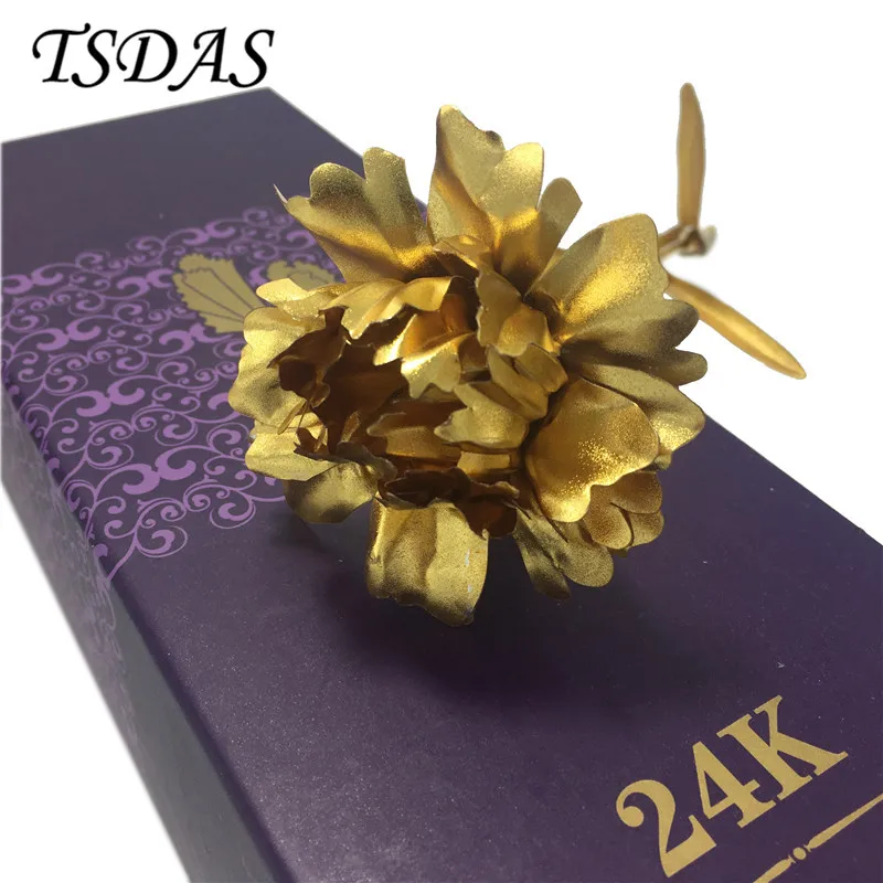 24K Gold Plated Carnation Flower Best Mother Day Gift With Beautiful Box Golden Artificial Nice Home Decoration | Дом и сад