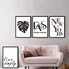 Скандинавский плакат с изображением листьев Парижа Нью-Йорка