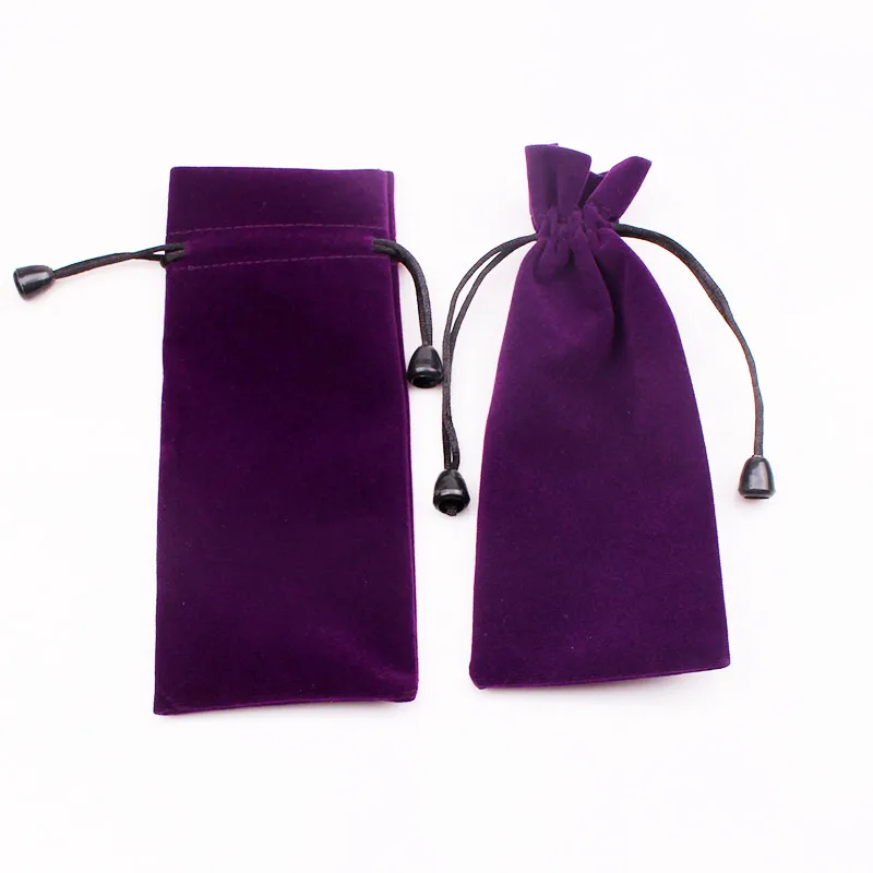 

High Quality 7.5x18cm Drawstring Purple Velvet Bags Pouches Jewelry Bags Christmas Valentines Gifts Bags Cosmetics Bags 100pcs