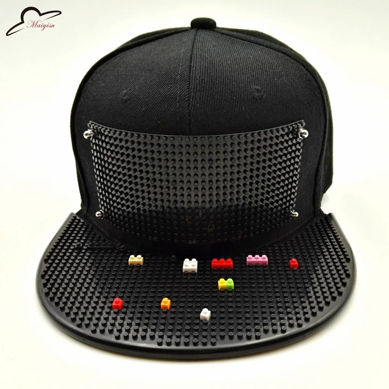 Съемные кирпичные пластины для подгонки Snapback DIY строительные блоки полями пользовательские шляпы Открытый Хип-хоп Snapback шляпа бейсбольная Кепка