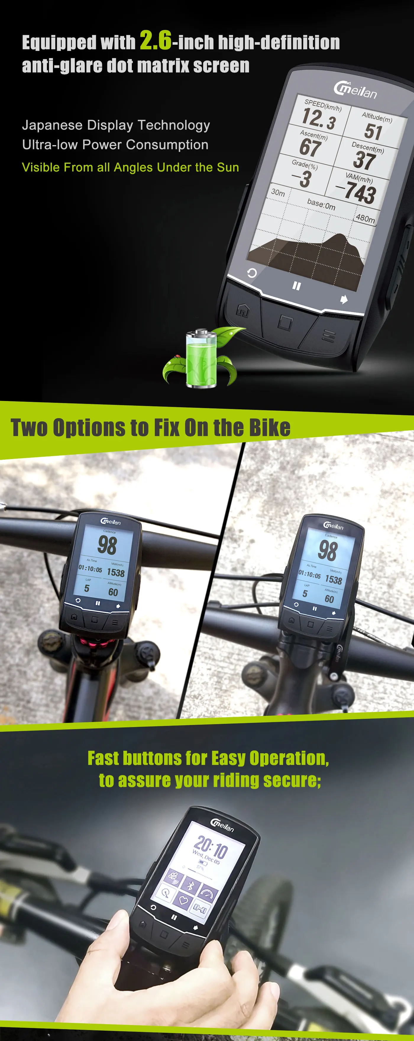 Meilan M1 GPS для велосипеда, компьютер, беспроводной велосипед, скорость, метр, Mtb, Велоспорт, одометр, скорость, каданы, датчик, пульсометр, опционально