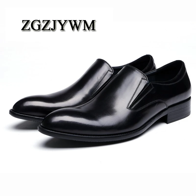 ZGZJYWM/Новинка дышащие черные/коричневые лоферы модельные туфли из натуральной