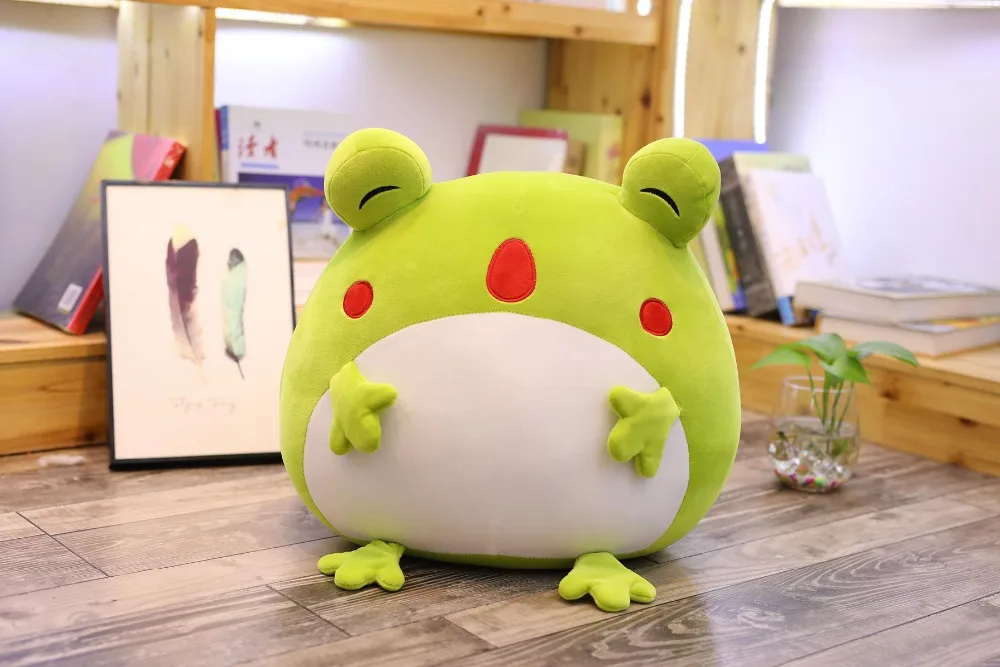 35cm Cute Expression Frog Plush Toy Soft Cartoon Animal Frog Stuffed Doll Sofa Bed Pillow Cushion Household Items Kids Best Gift