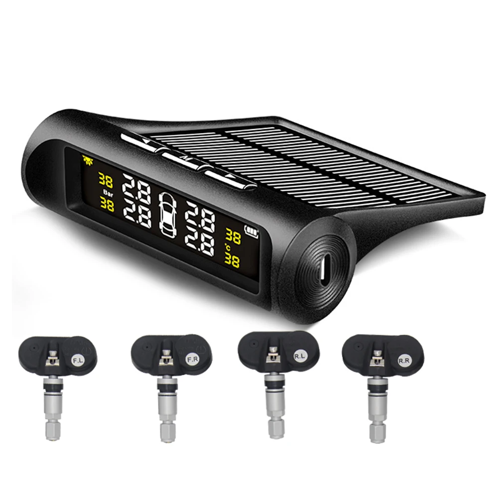 Солнечная TPMS автомобильная система мониторинга давления в шинах ЖК дисплей 4